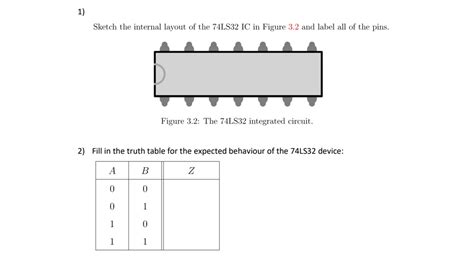 SOLVED: 1) Sketch the internal layout of the 74LS32 IC in Figure 3.2 ...