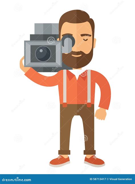 Videographer With His Video Camcorder Cartoon Vector Cartoondealer