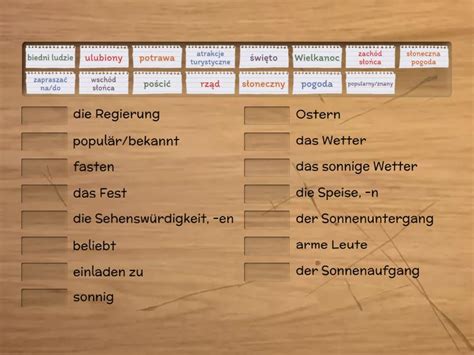 Wortschatz Allgemein Match Up