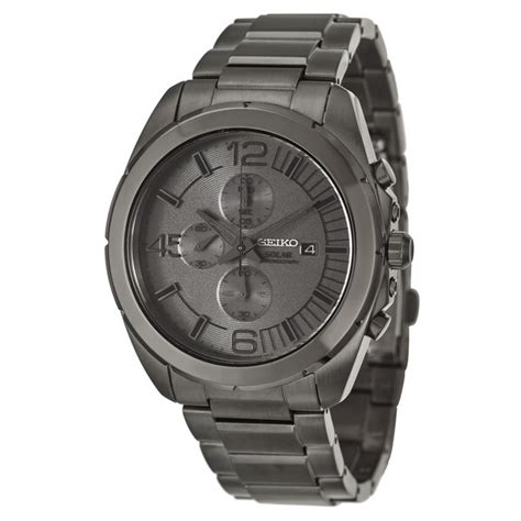 Seiko Mens Ssc235 Solar Grey Dial Gunmetal Chronograph Watch