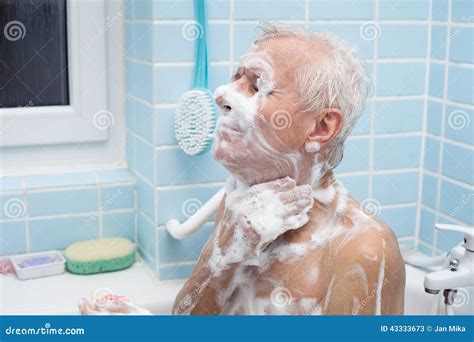 Senior Man Bathing Stock Image Image Of Bathing Male 43333673