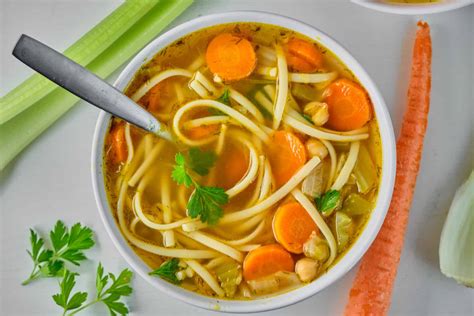 Vegan Chickpea Soup With Noodles And Vegetables Veggie Fun Kitchen