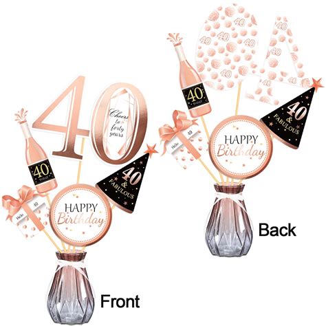 Konsait Rose Gold Th Birthday Centerpiece Sticks Th Birthday Table