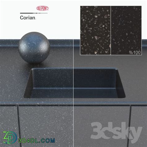 دانلود آبجکت Dupont Corian Kitchen Countertops Black 2 مرجع دانلود