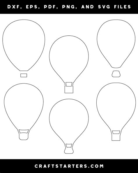 Simple Hot Air Balloon Outline Patterns Dfx Eps Pdf Png And Svg