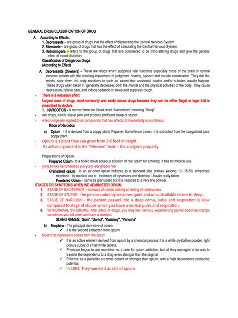 GENERAL-DRUG-CLASSIFICATION-OF-DRUG (1) | PDF | Morphine | Cannabis