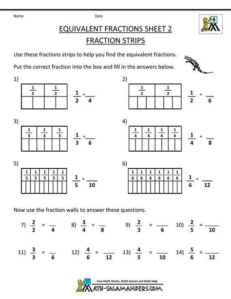 Fraction Math Worksheets Equivalent Fractions 2 1000×1294 Pixels