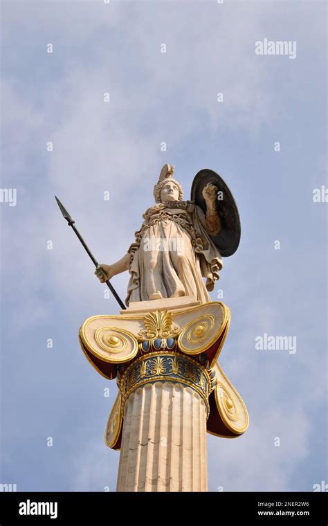 Statue Of Athena On Ionic Column Academy Of Athens Stock Photo Alamy