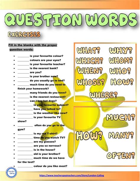 Question Words Interactive Worksheet Speaking Activities English