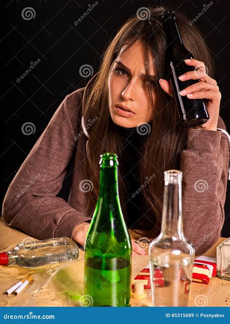 Woman Alcoholism is Social Problem. Female Drinking Cause Poor Health