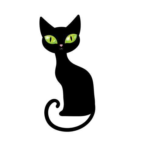 free black cat with green eyes illustrat... | Magipik Free Vector