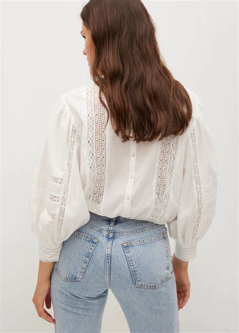 【mango】embroidered Panel Blouse 37059073 トップス ブラウス・シャツ