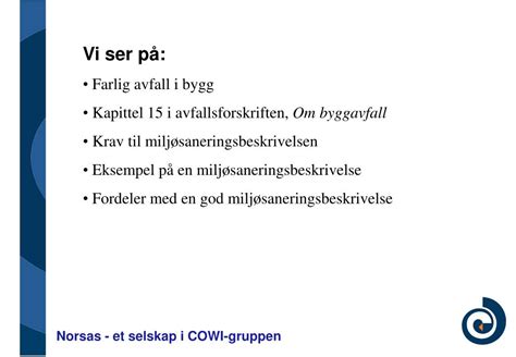 Ppt Norsas Et Selskap I Cowi Gruppen Powerpoint Presentation Free