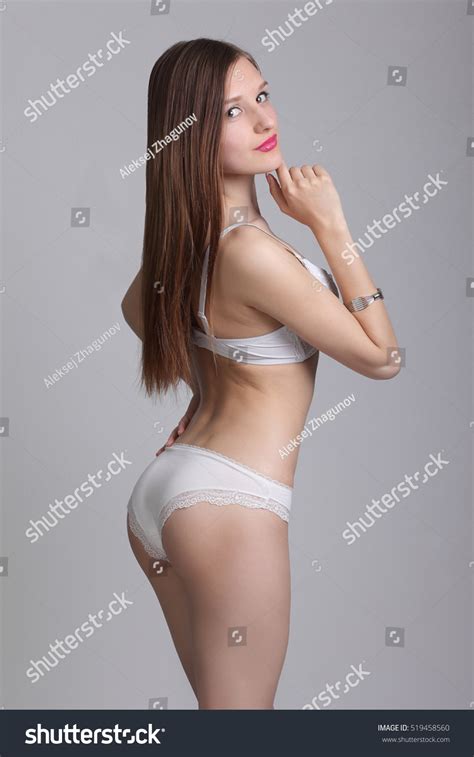 Sexy Woman White Lingerie Slim Figure Stock Photo 519458560 Shutterstock