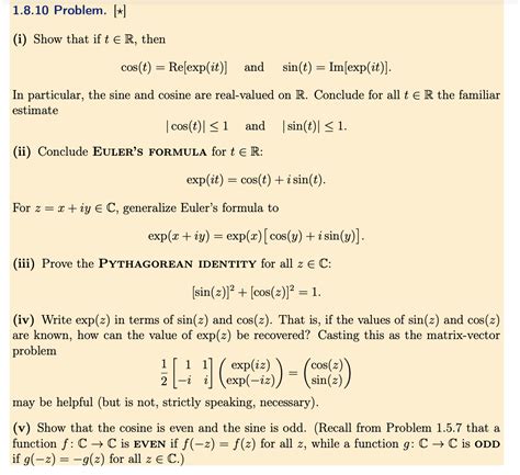 Solved I Show That If TR Then Cos T Re Exp It And Chegg