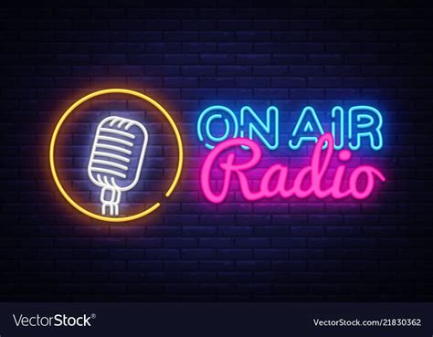 On Air Radio Neon Logo Air Radio Neon Vector Image On Vectorstock Neon Logo Neon Radio