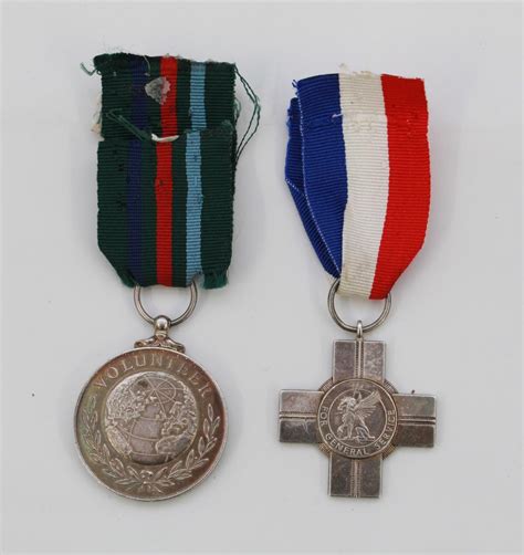 Voluntary Service Medal General Service Cross Both Hallmarked Silver