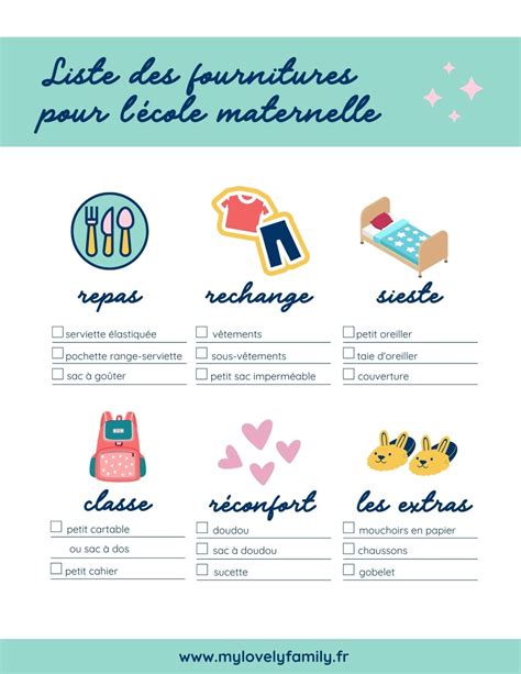 LA liste des fournitures pour l école maternelle à imprimer My