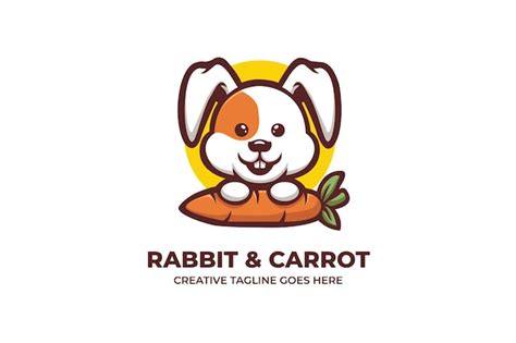 Premium Vector Rabbit And Carrot Cartoon Mascot Logo Character