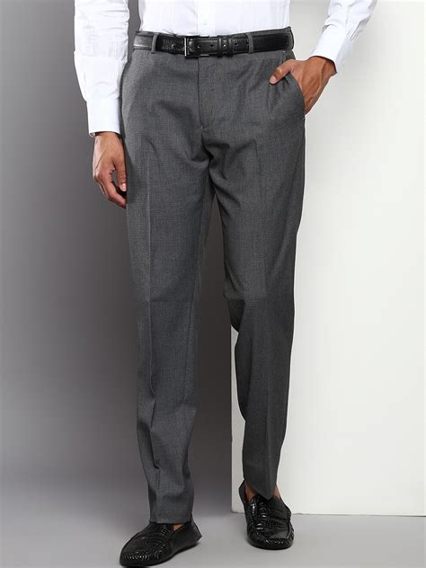 Buy Tommy Hilfiger Men Grey Solid Formal Trouser Trousers For Men 20760254 Myntra