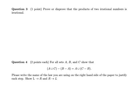 Solved Question 1 2 Points Each Let The Universal Set Be