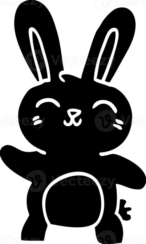 Line Drawing Cartoon Happy Bunny Solid Black Icon 41858672 Png