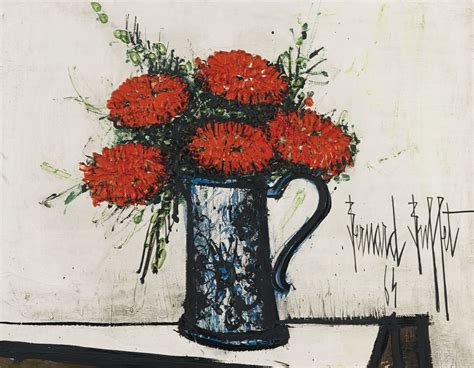 Bernard Buffet 1928 1999 BOUQUET DE ZINNIAS signé Bernard Buffet et