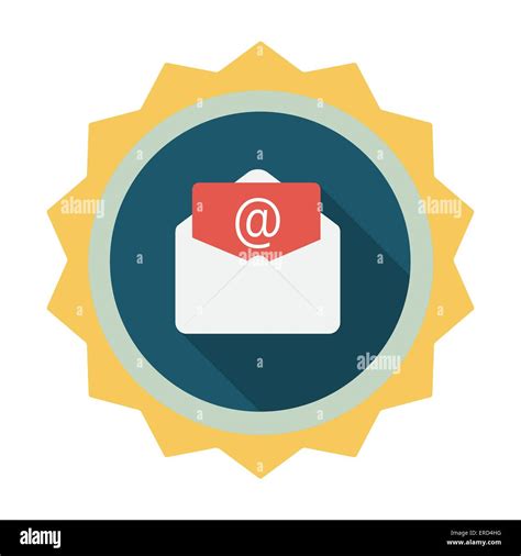 E Mail Flat Icon With Long Shadow Vector Illustration Stock Vector