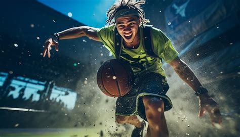 Premium AI Image | Basketball editorial dynamic photography in action