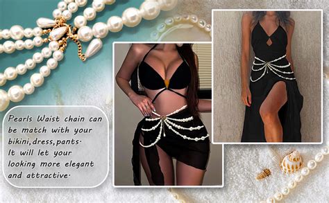 Amazon Layered Pearls Waist Chain For Women Dress Pearls Belly Chain Summer Party Bikini