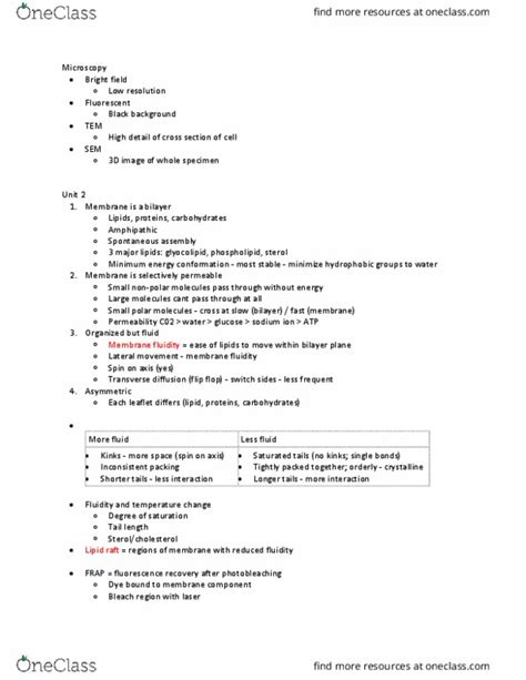 Biol Lecture Notes Fall Lecture Lipid Raft Membrane