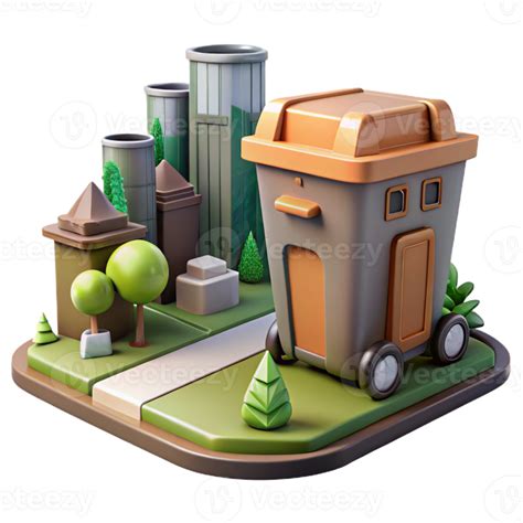 elegant traditional Smart Waste Management System in City Park Isolated