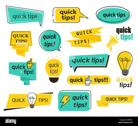 set  isolated tips icons quick advice  info stock vector image