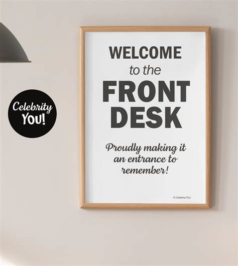 Front Desk Welcome Sign Printable Hotel Reception Wall Poster Funny