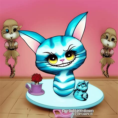 Cheshire Cat Kawaii Chibi Cartone Animato · Creative Fabrica