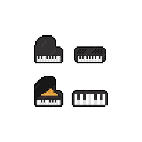 Premium Vector | Pixel art set of piano.