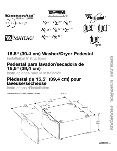 Whirlpool Washer/Dryer Pedestal User Manual | 24 pages