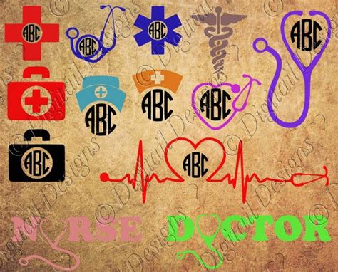 Medical Monograms Svg Nurse Svg Doctor Svg Dxf Png Eps Ai Fcm