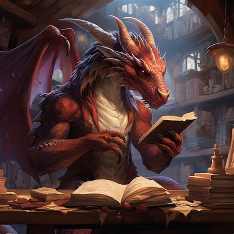 Premium Ai Image There Is A Dragon Reading A Book In A Library