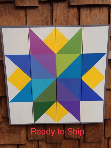 X Bright Star Barn Quilt Quilt On Western Red Cedar Etsy