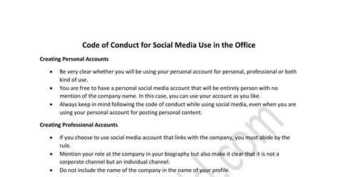 Code Of Conduct For Social Media Use In The Office Pdf DocDroid