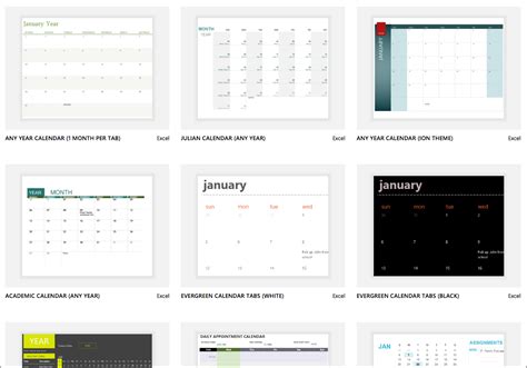 Excel calendar templates - Excel