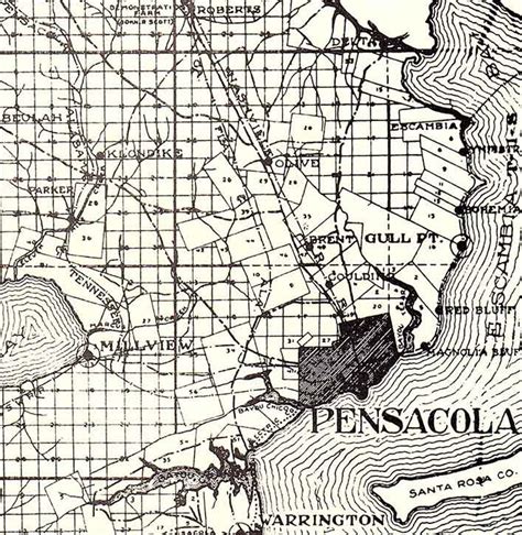 1914 Map of Escambia County Florida Pensacola Gulf of Mexico - Etsy