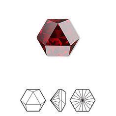 Embellishment Crystal Passions Scarlet Foil Back 16x14mm Faceted