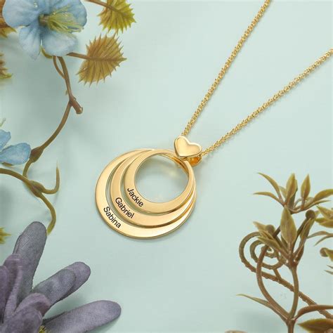 Collier Coeur Personnalis Cercles Empil S Pour Famille