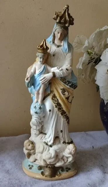 STATUE NOTRE DAME Des Victoires Vierge Marie En Platre Old Our Lady Of