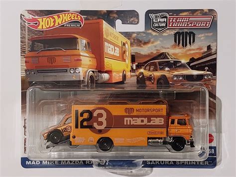 Hot Wheels Team Transport Mad Mike Mazda Rx Gt Sakura Sprinter Cde