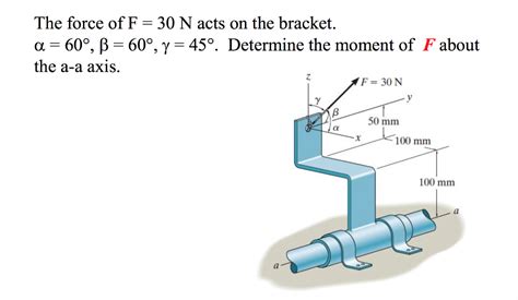 Solved The Force Of F 30 N Acts On The Bracket Alpha 60