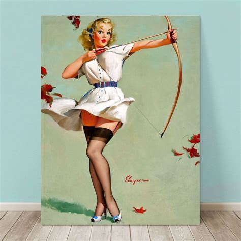 Vintage Pin Up Girl Canvas Print Gil Elvgren X Aiming High Archer