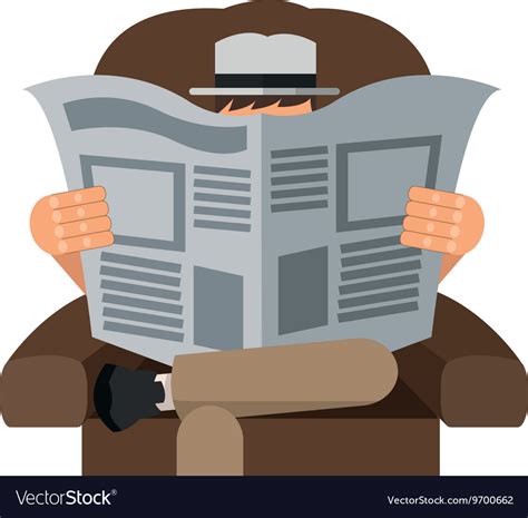 Man Reading Newspaper Sitting On Chair Icon Vector Image